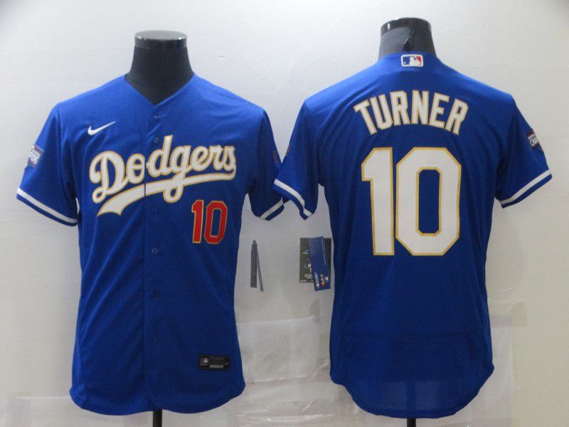 Men Los Angeles Dodgers #10 Turner Blue Elite 2021 Nike MLB Jersey